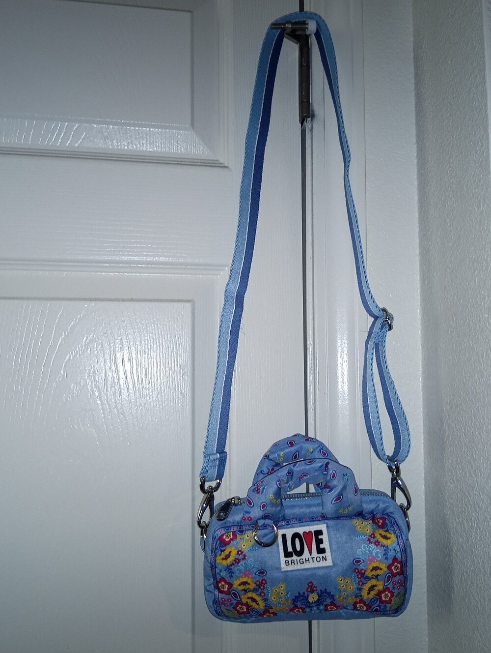 Brighton light blue floral LOVE crossbody bag